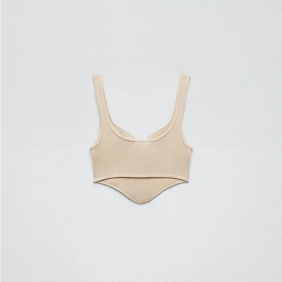 Zara Beige Pink Seamless Corset Top - Picture 15 of 16